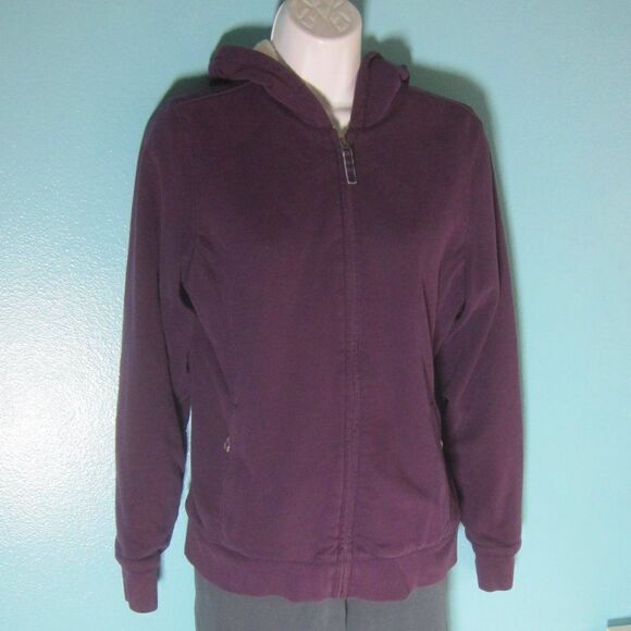 L.L.Bean Womens Size S Cotton Blend Full Zip Purple Hoodie Fleece Zip Up Jacket - Picture 2 of 12